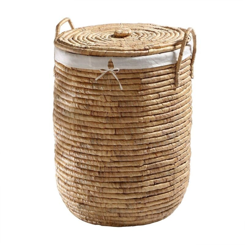 Panier à Linge avec Housse en Tissu et Couvercle - H65 cm - Calicosy