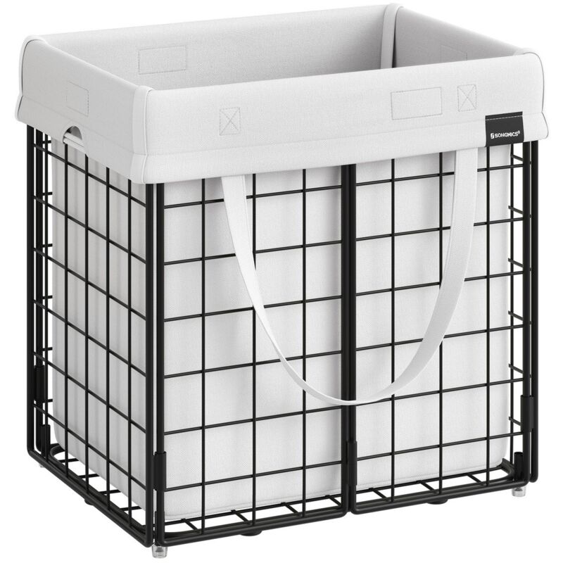 CALICOSY - Panier à linge en métal avec sac en tissu - L40 cm