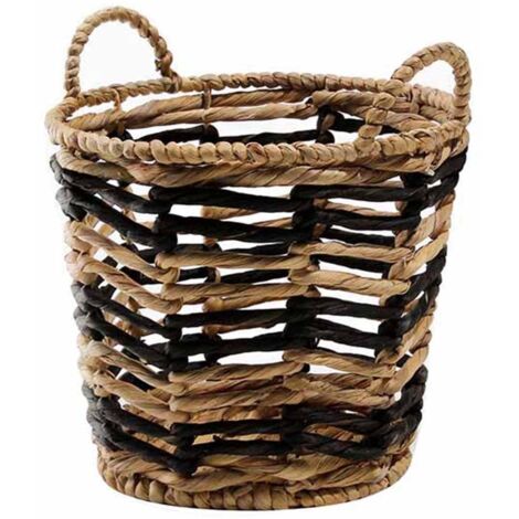 CALICOSY - Panier jacinthe d'eau bicolore rond motif géométrique - 30 x 34 cm