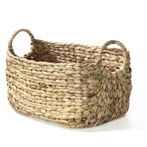 Calicosy – Panier rectangulaire en jacinthe d'eau avec poignées – Dimensions L45xP27xH27 cm – Résistant aux chocs – Grand volume de rangement