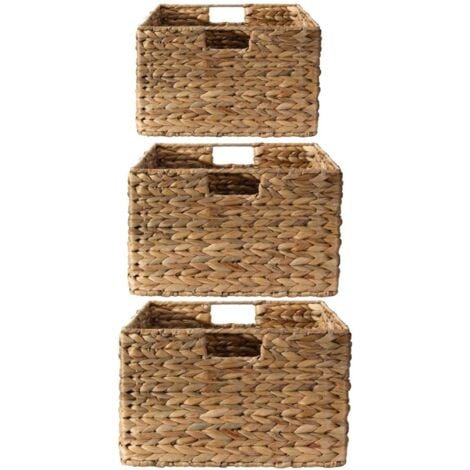 CALICOSY - Paniers en jacinthe d'eau avec armature métal - Lot de 3