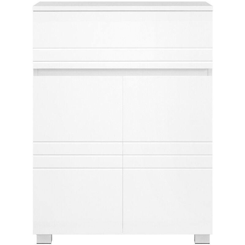 Calicosy - Petit meuble de rangement 1 tiroir et 2 portes blanc laqué - H80 cm