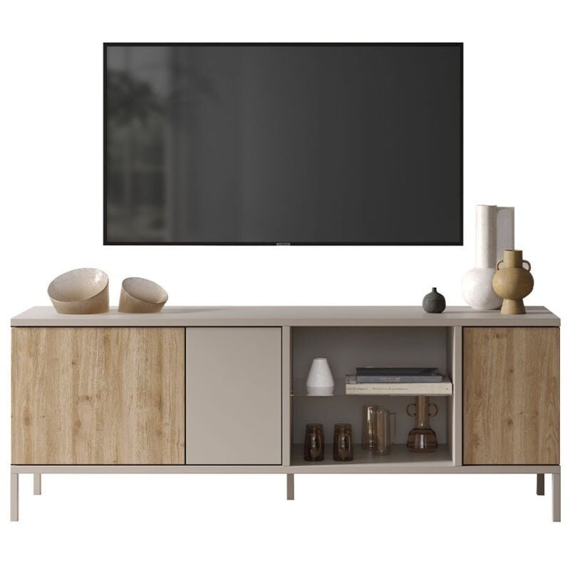 Petit meuble tv 3 portes et 1 niche L160 cm - gent - Calicosy