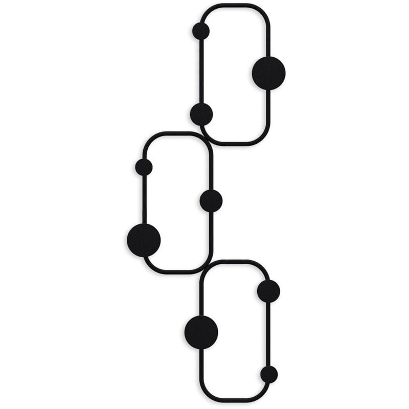Calicosy - Porte manteaux mural 6 patères arrondies en métal noir H70 cm - lizzard