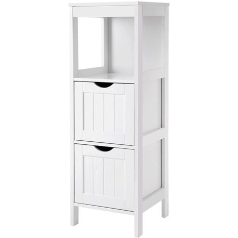 CALICOSY - Rangement de Salle de Bain 2 Tiroirs L89 cm - Blanc - Blanc