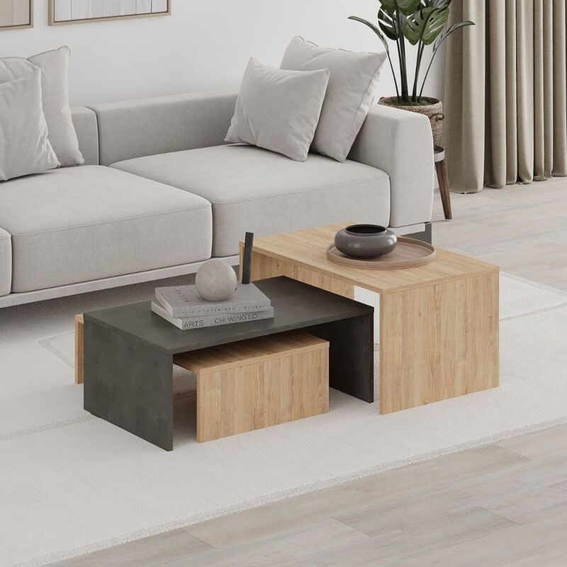 Set de 3 tables basses Trio - L80 cm - Calicosy