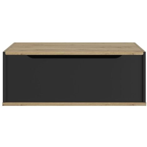 Calicosy – Table basse coulissante en chêne artisan – L100 cm x H38 cm – Grand rangement intérieur pour bouteilles et snacks – Fabrication française