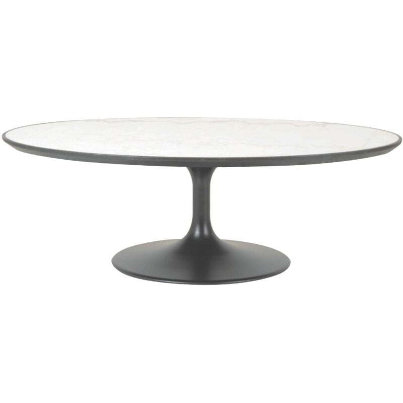 Table basse ovale en marbre blanc tulipe - Calicosy