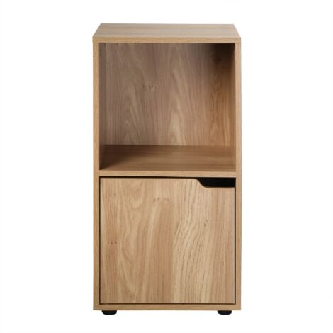 Calicosy – Table de chevet 2 cases en MDF – Dimensions 30,7 x 29 x H 61,6 cm – 1 porte modulable pour rangement décoratif