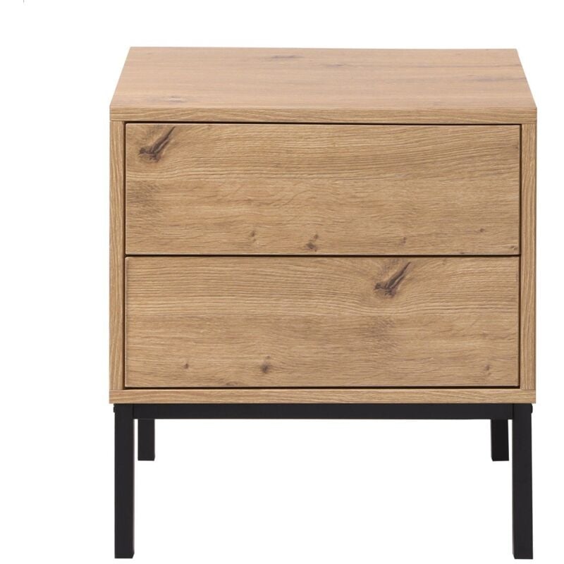Table de Chevet 2 Tiroirs Décor Chêne H50 cm - lenny - Calicosy