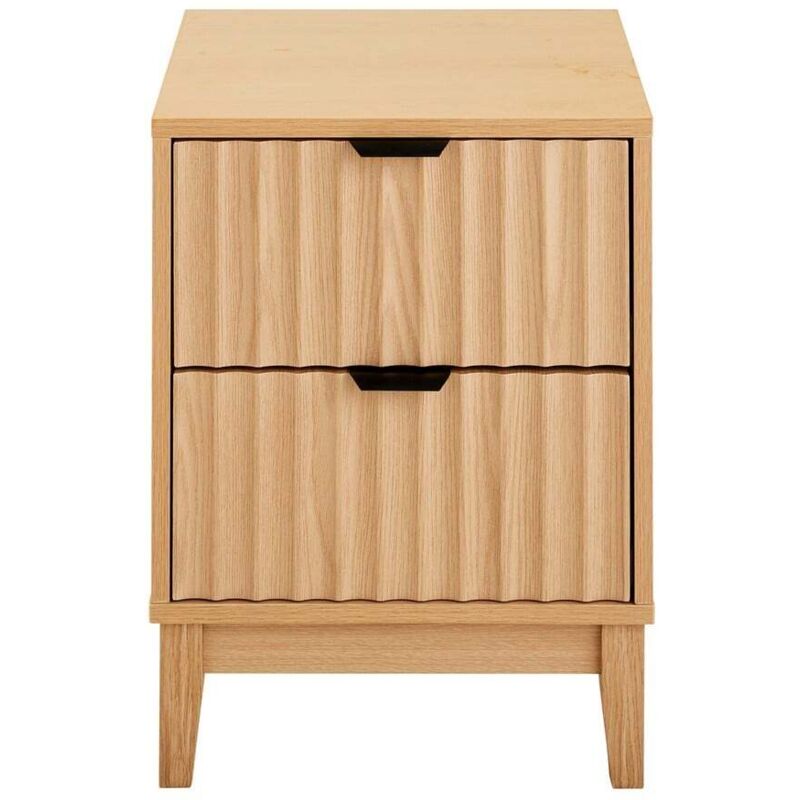 Table de chevet avec 2 tiroirs aux façades effet vague H52 cm - bologne - Calicosy