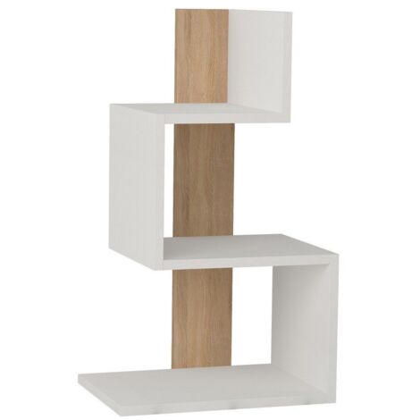 CALICOSY - Table de chevet blanc et décor bois chêne L42 cm - ROSIE