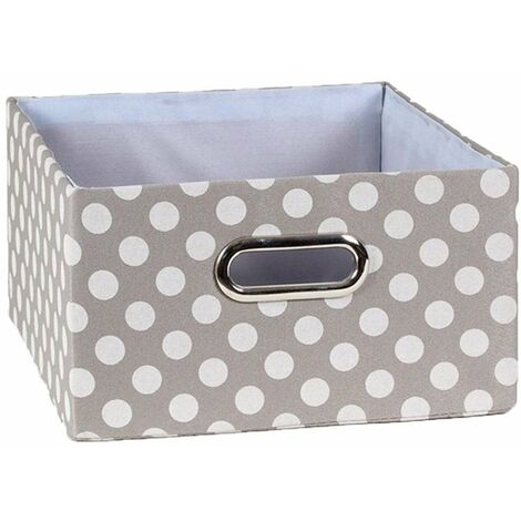 Calicosy – Tiroir en tissu gris à pois blancs – Dimensions L30 x l27 x H15 cm – Carton rigide avec tissu polyester et coton – Pour rangement organisé