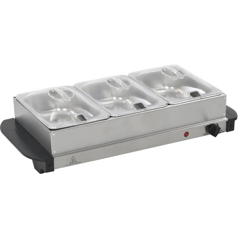 

vidaXL Calientaplatos para bufé de acero inoxidable 200 W 3x1,5 L - Plateado
