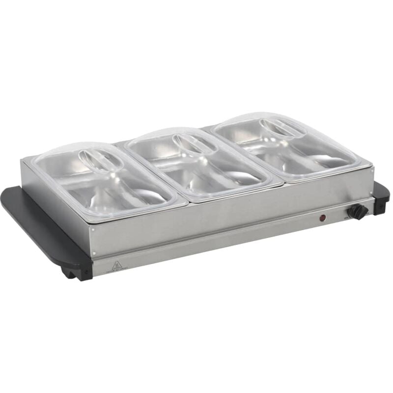 

Calientaplatos para bufé de acero inoxidable 300 W 3x2,5 L - Plateado - Vidaxl