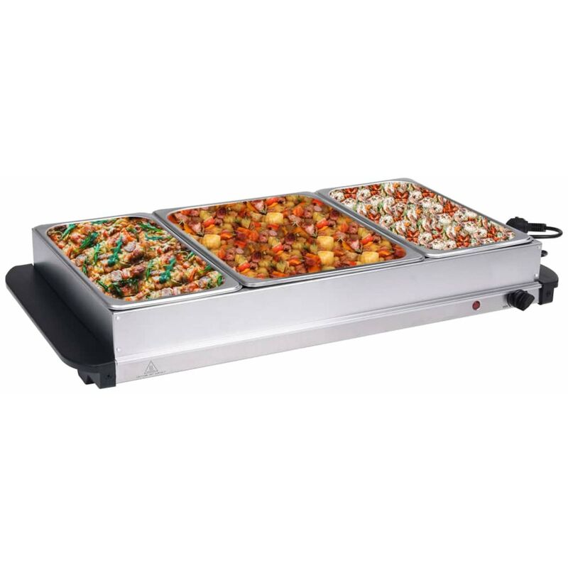 

Happyshopping - Calientaplatos para bufe de acero inoxidable 400 W 2x2,5L+1x4L