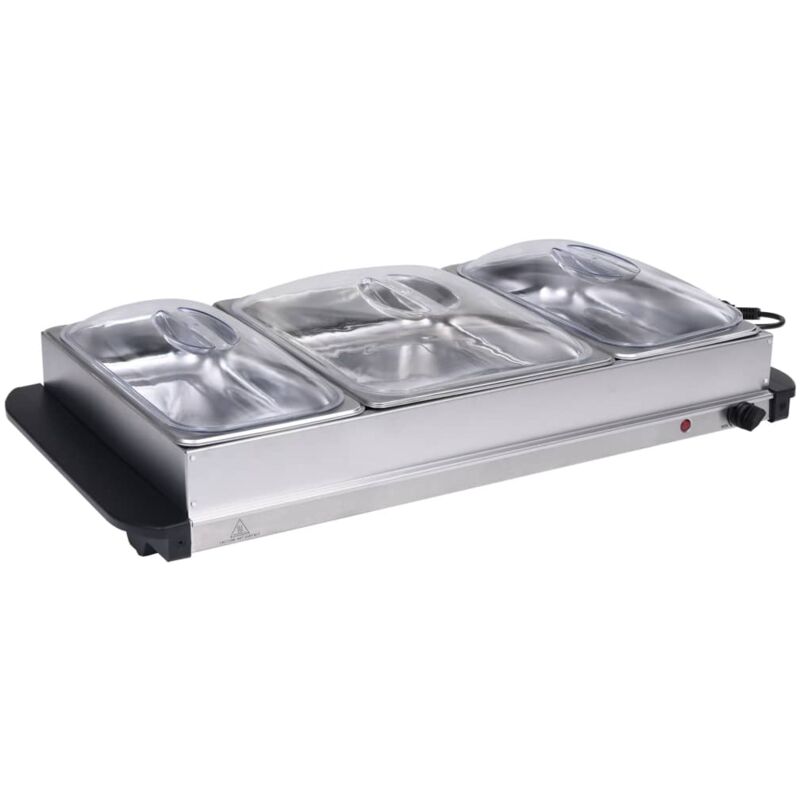 

vidaXL Calientaplatos para bufé de acero inoxidable 400 W 2x2,5L+1x4L - Plateado