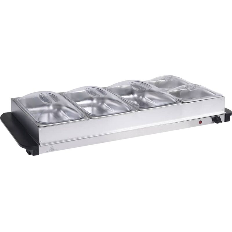 

vidaXL Calientaplatos para bufé de acero inoxidable 400 W 3x2,5L+2x1L - Plateado