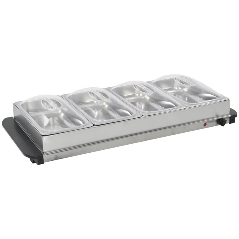 

vidaXL Calientaplatos para bufé de acero inoxidable 400 W 4x2,5 L - Plateado