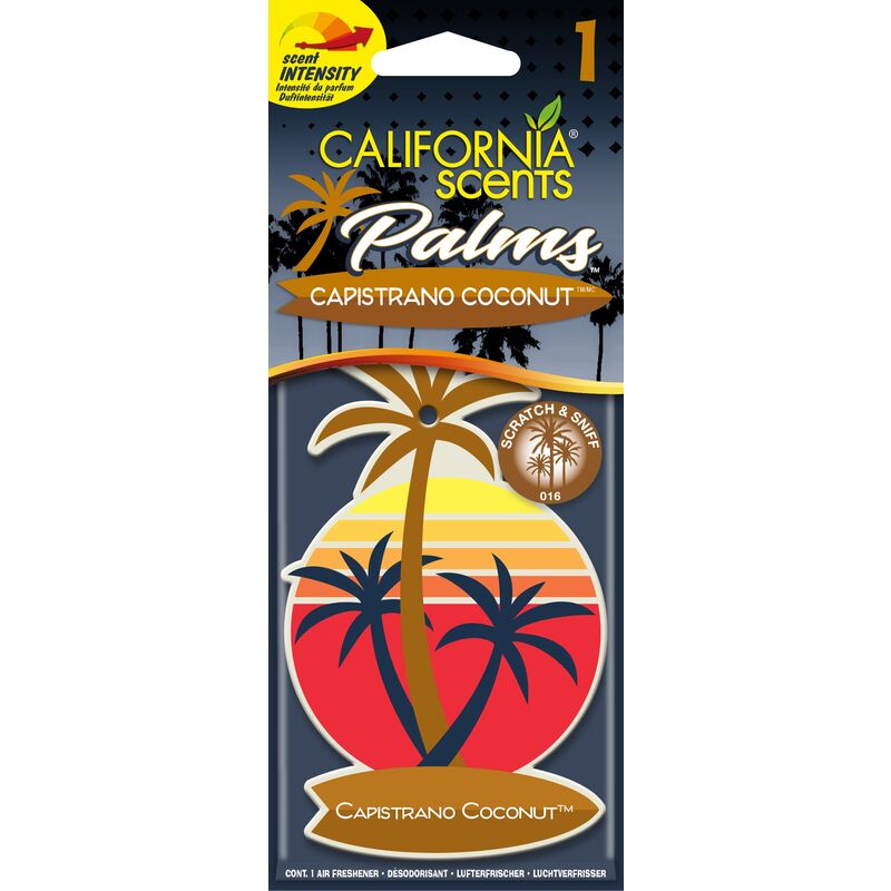 

California Car Scents - Ambientador de Coche con Fragancia, Olor y Esencias a Capistrano Coconut, Aroma a Coco (Ambientador de papel con forma de