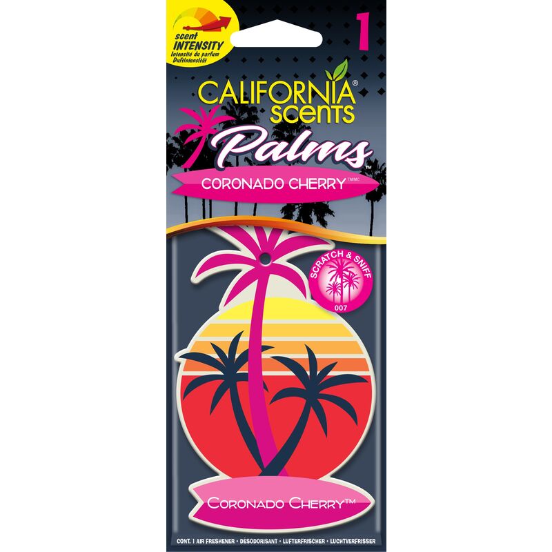 

California Car Scents - Ambientador de Coche con Fragancia, Olor y Esencias a Coronado Cherry, Aroma a Piruleta de Cereza (Ambientador de papel con
