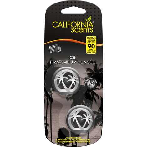 California Car Scents - Ambientador de Coche con Fragancia, Olor y Esencias a Ice, Aroma a Hielo, Fresco (Minidifusores, 2UDS)