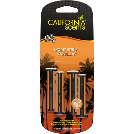California Car Scents - Ambientador de Coche con Fragancia, Olor y Esencias a Monterey Vanilla, Aroma a Vainilla (Bastones de ventilación, 4UDS)