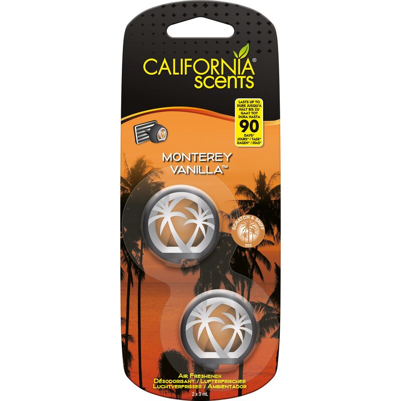 

Autocare - California Car Scents - Ambientador de Coche con Fragancia, Olor y Esencias a Monterey Vanilla, Aroma a Vainilla (Minidifusores, 2UDS)
