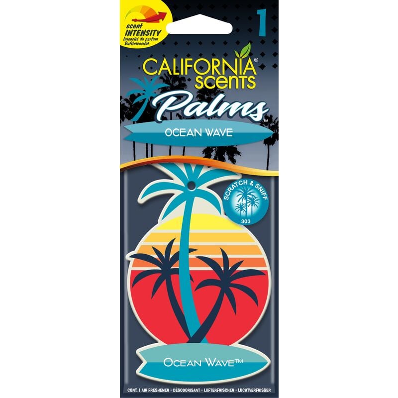 

California Car Scents - Ambientador de Coche con Fragancia, Olor y Esencias a Ocean Wave, Aroma a Ola Marina (Ambientador de papel con forma de