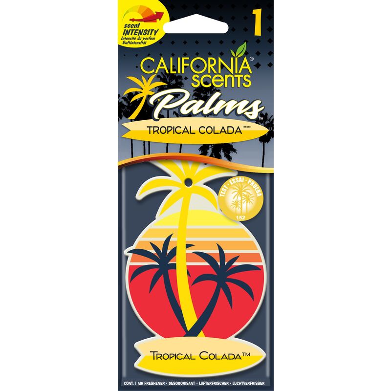 

California Car Scents - Ambientador de Coche con Fragancia, Olor y Esencias a Tropical Colada, Aroma a Piña (Ambientador de papel con forma de