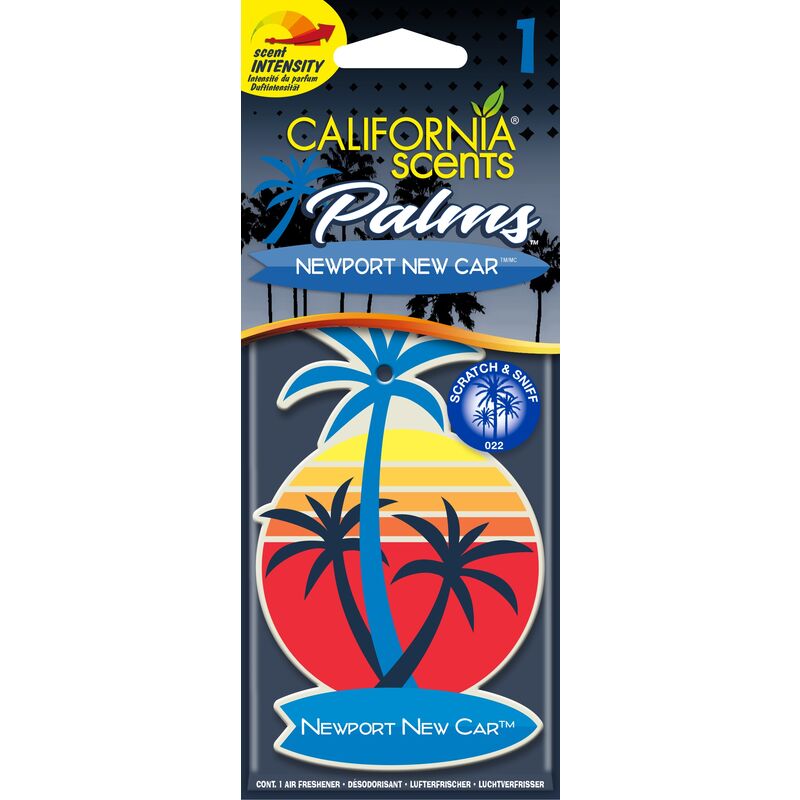 

California Car Scents - Ambientador de Coche con Fragancia, Olor y Esencias New car, Aroma a Coche nuevo (Ambientador de papel con forma de Palmera