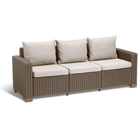 BRICOSHOP24 CALIFORNIA SOFA 3 SEATER con cuscini seduta-schienale 198x68x71,5h Cappuccino