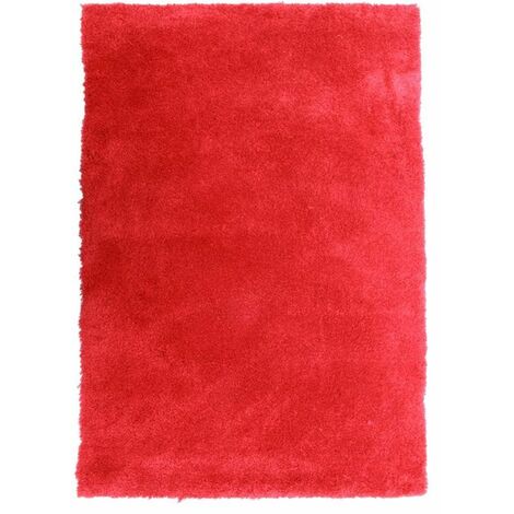 CALINE - Tapis extra-doux toucher laineux rouge 60x90 - Rouge