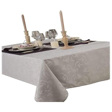 CALITEX - Tovaglia Ombra, in Tessuto Damascato, Dimensioni: 150 x 350 cm, Colore: Grigio Perla
