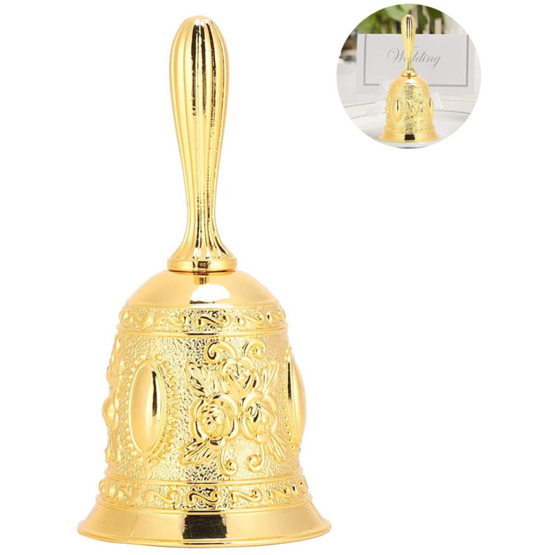 Call Bell for Multipurposes, Metal Innovative Dinner Bell Reminder European-Style Hand Call Bell Bar Handbell Reminder Bel, gold