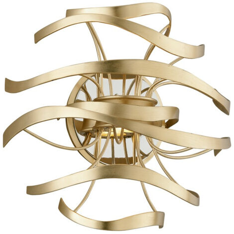 Calligraphy Applique murale à 2 ampoules en acier inoxydable poli à la feuille d'or, verre, 2700K