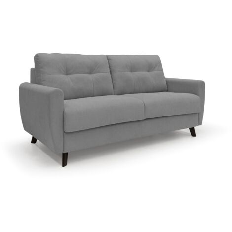 Callisto Canapé lit convertible en tissu doux imperméable T02 188 cm (mat. 140x197) gris