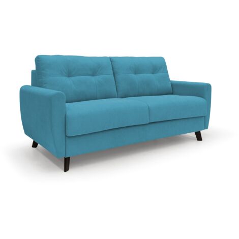 Callisto Schlafsofa aus weichem, wasserfestem Stoff T02 188 cm (mat. 140x197) hellblau