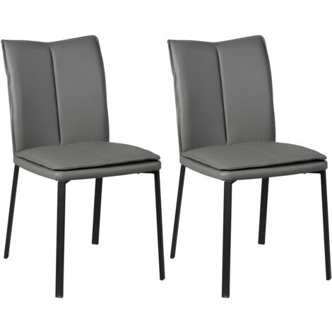CALLUM - Lot de 2 Chaises Grises avec Sur-Coussin