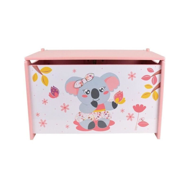 Les Tendances - Coffre a jouets en bois pour enfant - fun house - cally mimi koala - Rose - 40x58x36 cm