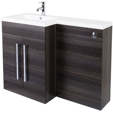 Calm Grey LH Combination Vanity Unit Set BTW Toilet Seat Cistern
