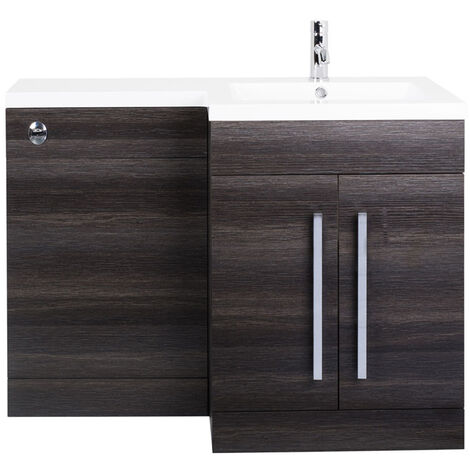 Calm Grey RH Combination Vanity Unit Set BTW Toilet Seat Cistern