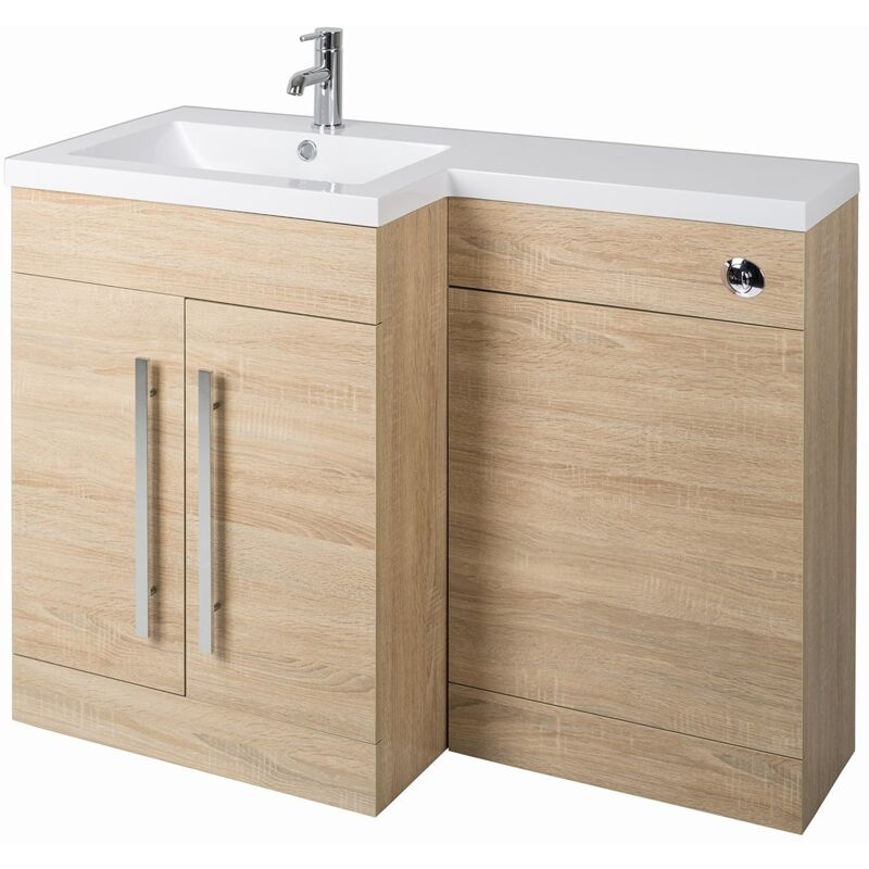 Calm Light Oak Left Hand Combination Vanity Unit Set (No Toilet)