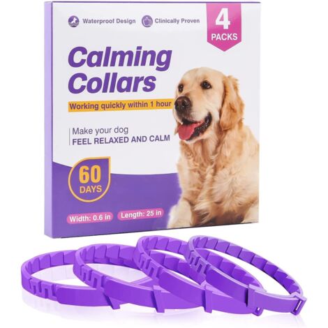 Calming Collar for Cats and Dogs, Calming Pheromone Collar, Adjustable Size, Safe and Waterproof, Calms and Soothes Nerves, Relieves Anxiety for Cats and Dogs (4 Pieces)