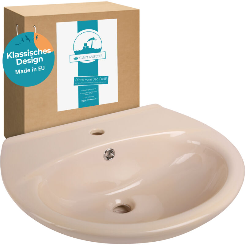 Calmwaters® 60 cm breites Waschbecken aus Keramik in Beige-Bahamabeige
