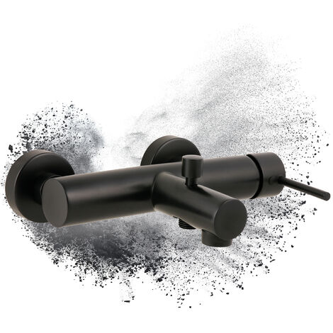 Calmwaters® Badewannenarmatur in Schwarz Honest 2, Wannenarmatur mit Umsteller, Wasserhahn Badewanne, Einhebelmischer, Wassersparfunktion, Keramikkartusche, Brauseanschluss 1/2, Messing, 13PZ5620