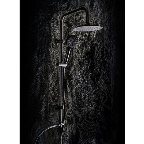 Calmwaters® Duschsystem Schwarz Honest 2 - 3 Strahlarten - Einfache Montage - Anti-Kalk - Duschsystem ohne Armatur Schwarz-Matt