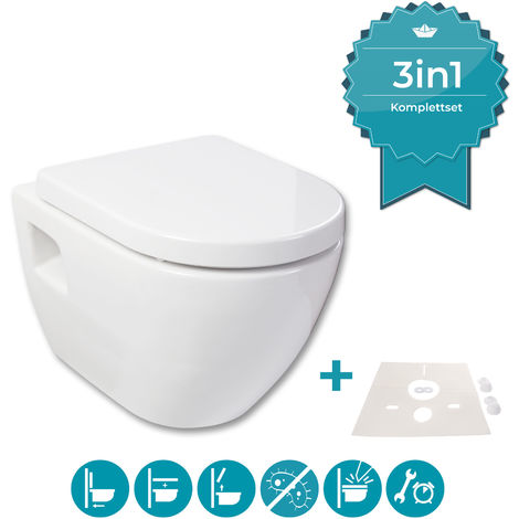 WC-Sitz WC-Deckel rechteckig weiß Toilettensitz eckig Badezimmerausstattung