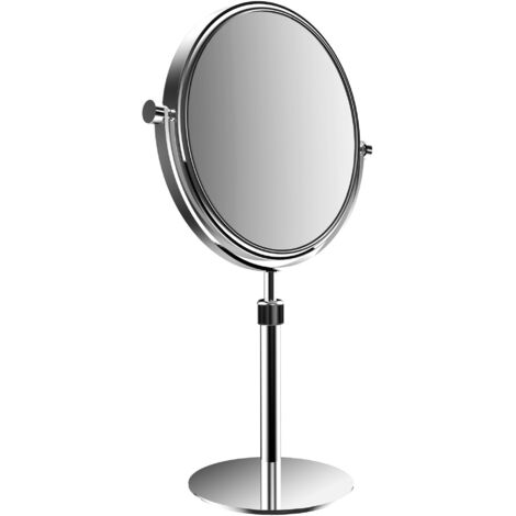 Calmwaters Rasierspiegel/Kosmetikspiegel Standspiegel, 5/1-fach Vergrößerung, chrom, rund, zweiseitig, höhenverstellbar, Kristallglas, Metall, Ø 201 mm, 80BS6252