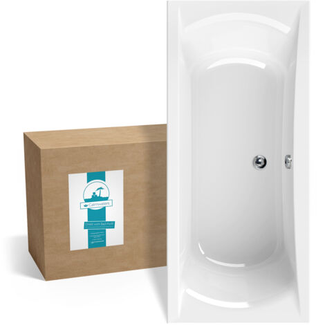 Calmwaters® Rechteck-Badewanne 180x80 cm, Acrylwanne Modern Curved, Duo-Badewanne für zwei Personen, ergonomische Körperformbadewanne, Maße 180 x 80 cm, Rechteckbadewanne Weiß, 02SL3317